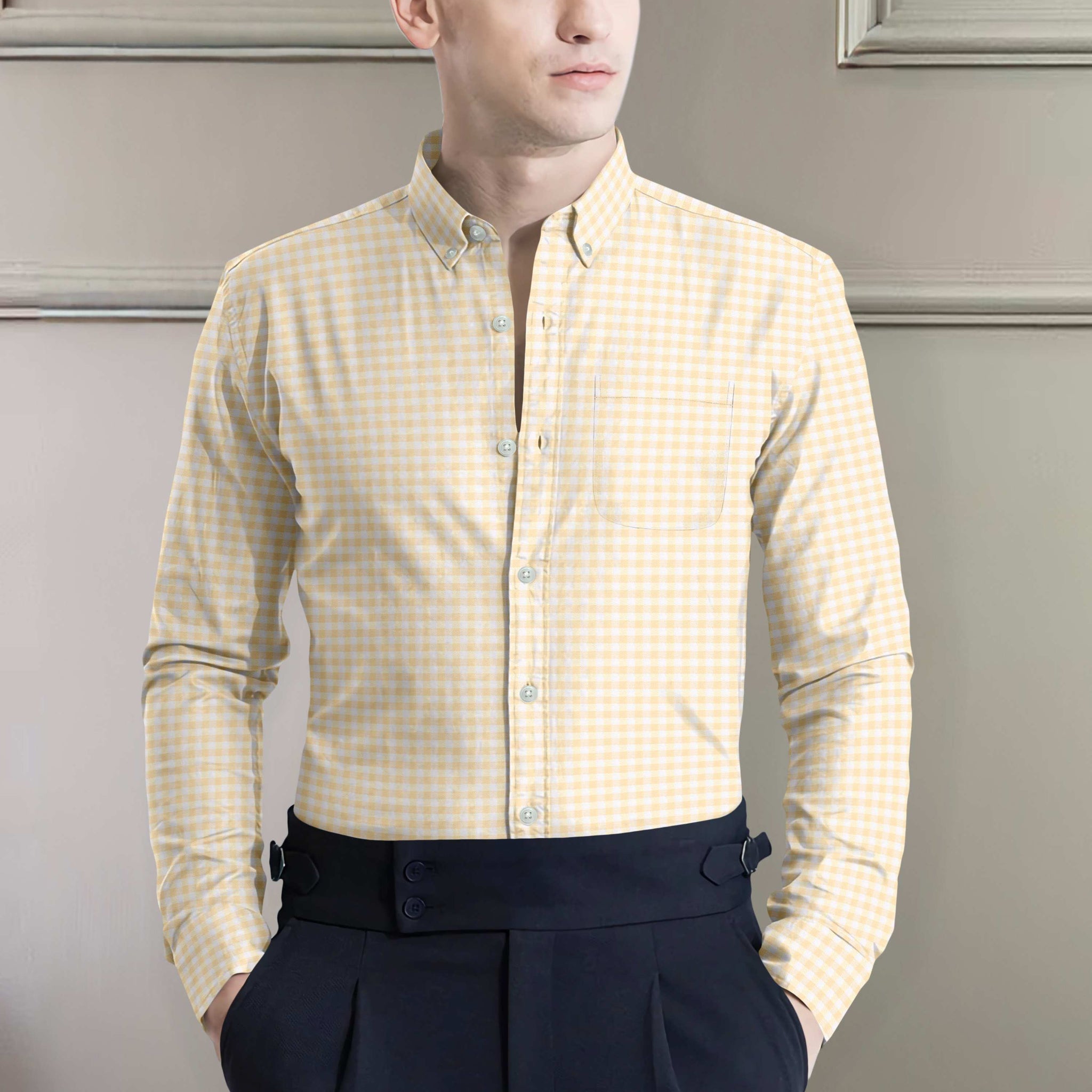 CAVEN BUTTER YELLOW ROYAL OXFORD CHECK SHIRT