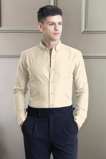 CAVEN BUTTER YELLOW ROYAL OXFORD CHECK SHIRT