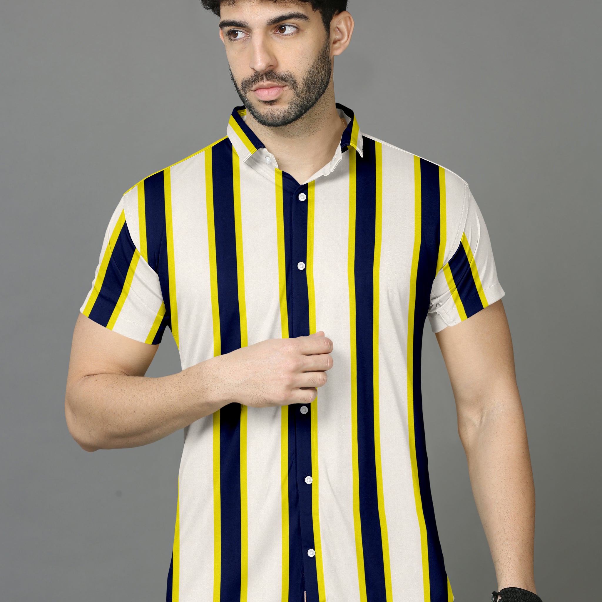 Nautical Stripe Premium Cotton Half Sleeve Shirt