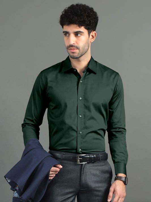 Green Subtle Sheen Super Soft Premium Satin Cotton Shirt