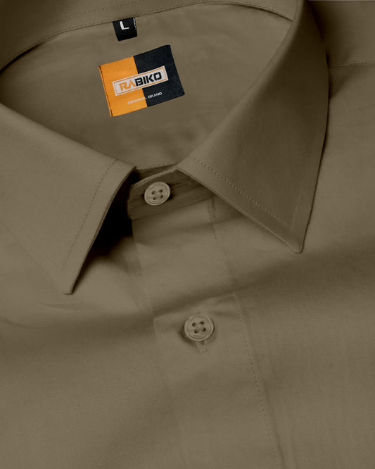 Army Brown Subtle Sheen Super Soft Premium Satin Cotton Shirt