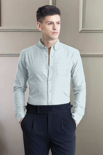 CAVEN PASTEL MINT ROYAL OXFORD CHECK SHIRT