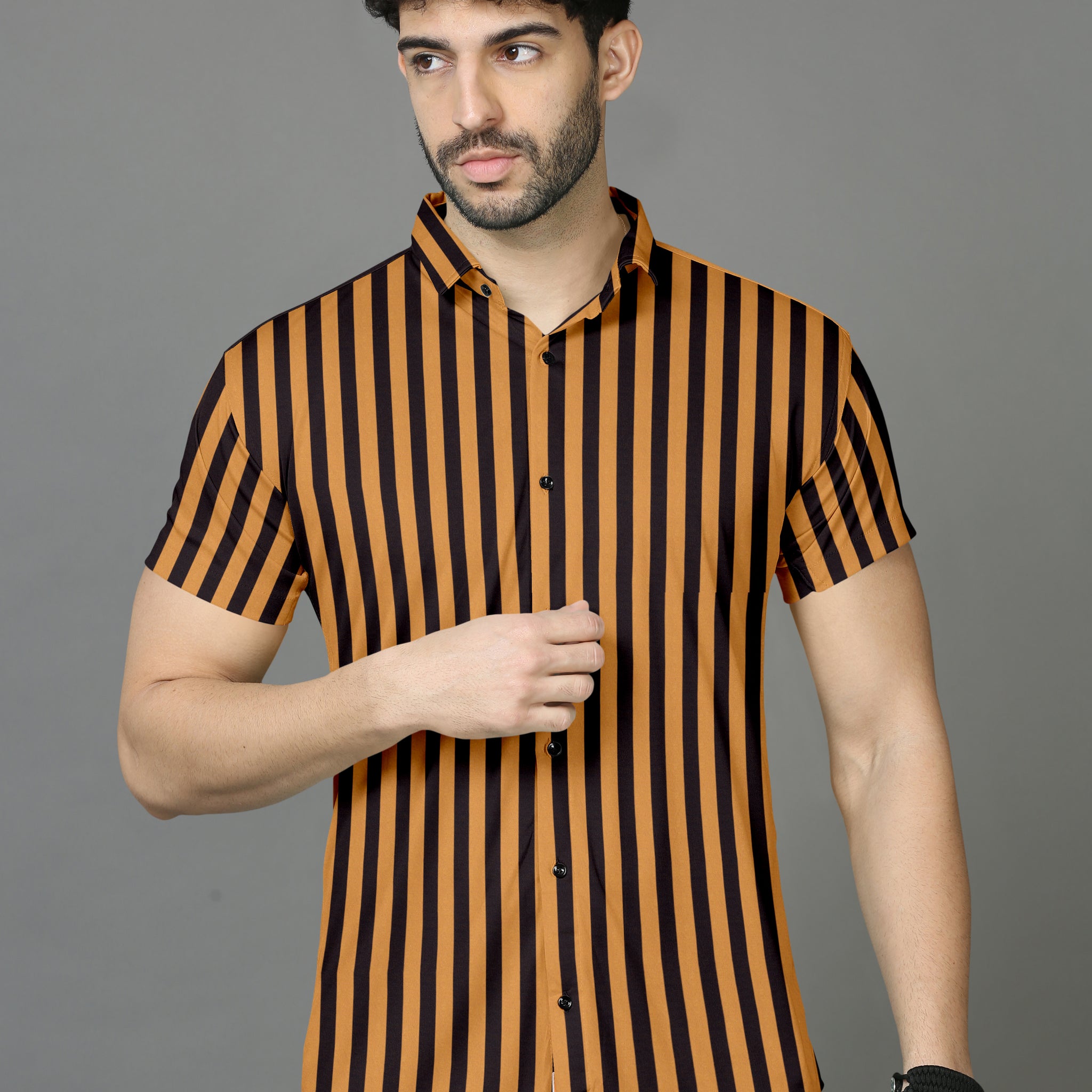 Bumblebee Stripe Premium Cotton Half Sleeve Shirt