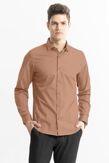 Brownish Subtle Sheen Super Soft Premium Satin Cotton Shirt