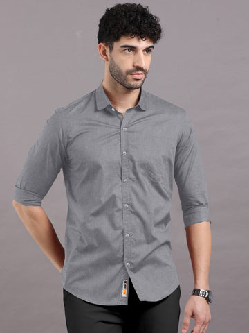 Grey Solid Premium Cotton Shirt