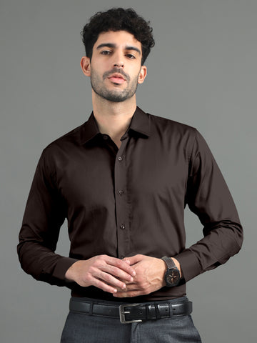 Brown Subtle Sheen Super Soft Premium Satin Cotton Shirt