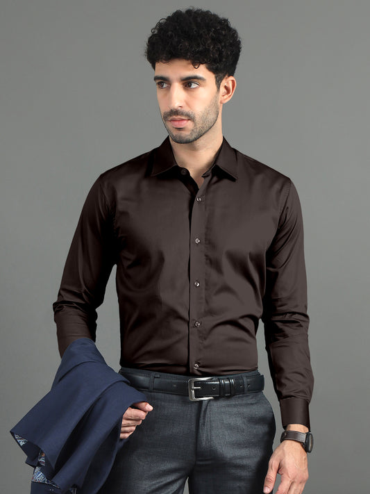 Brown Subtle Sheen Super Soft Premium Satin Cotton Shirt