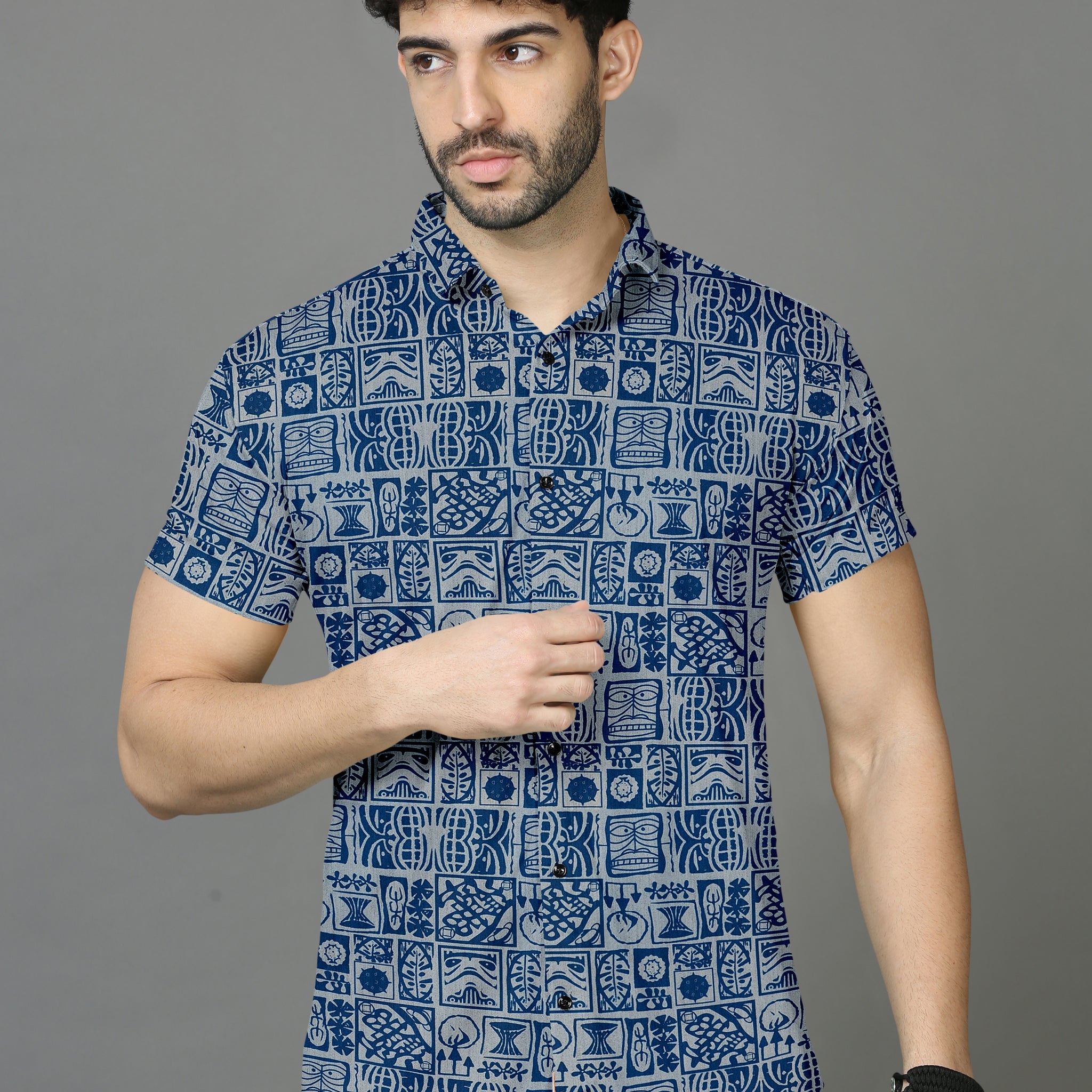 Fractured Prism Printed Half Sleeve Shirt