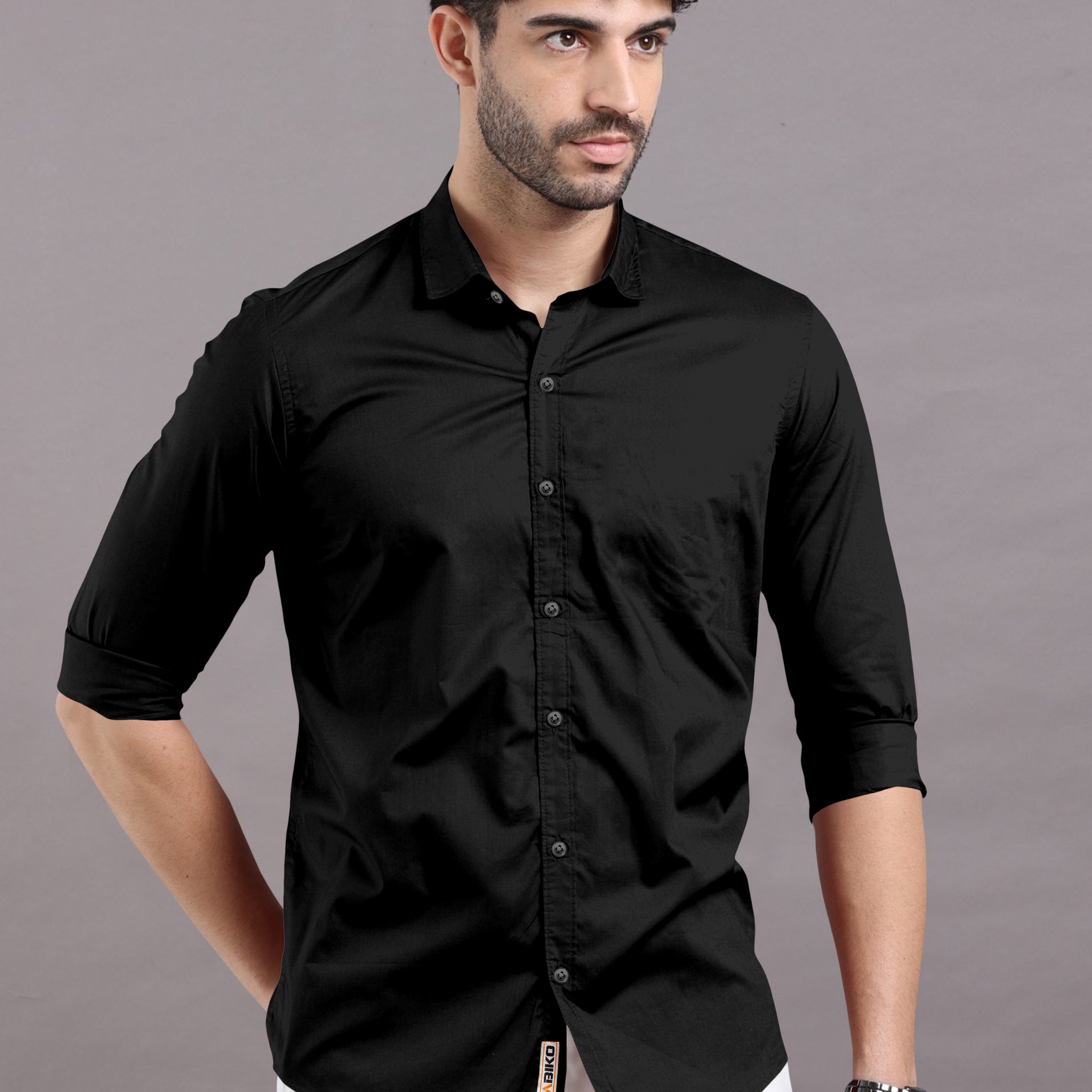 Black Solid Premium Cotton Shirt