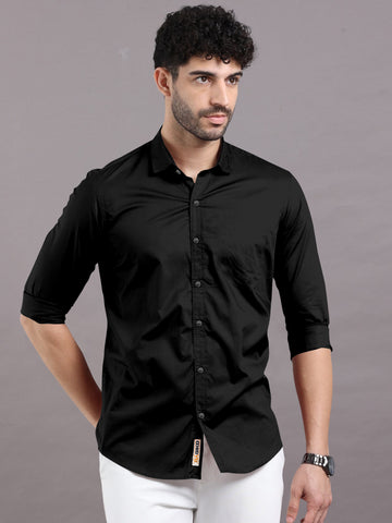 Black Solid Premium Cotton Shirt