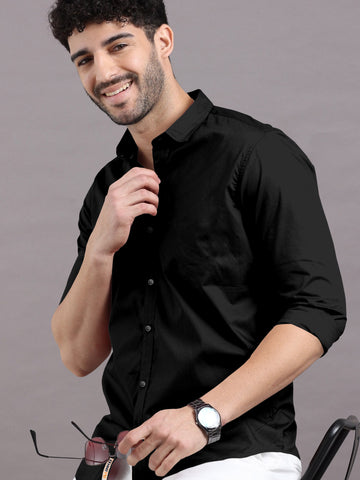 Black Solid Premium Cotton Shirt